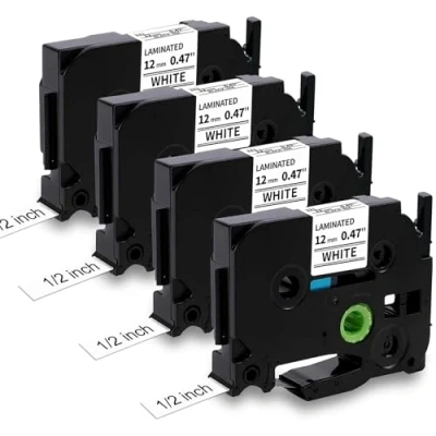 Imagen de MarkField 4x TZe231 12mm 0.47 Negro sobre Blanco Cintas de Etiquetas Compatible con Brother P Touch TZ TZe 231 para PT H105 H100LB H108 H107B 1000 1005 1080 1250 D400 D200 P300BT Cube