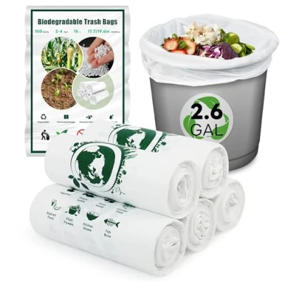 Imagen de bolsas de basura 100 unidades, 12 litros, biodegradables pequeñas, 100% recicladas, resistentes, degradables, para alimentos; hogar; cocina