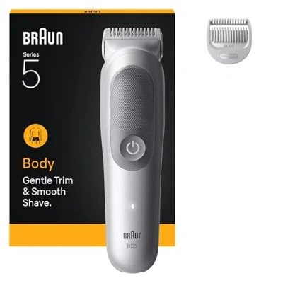 Imagen de Afeitadora corporal Braun BodyGroomer Series 5 BG5500, +1 accesorios de rasurado, Afeita Y Recorta, Wet&amp;Dry, Gris