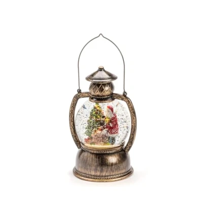 Imagen de Farol LED Konstsmide 3497 000 con forma de bola Papá Noel, temporizador 5 horas, lleno agua, blanco cálido, funciona pilas, interior, escena diámetro 12,7 cm