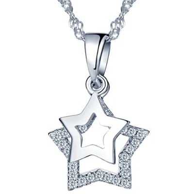 Imagen de Yumilok Collares Mujer plata de ley 925 Colgantes Doble Estrellas