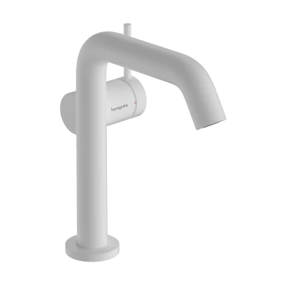 Imagen de hansgrohe Tecturis S Fine grifo lavabo con vaciador Push Open, ahorro de energía (CoolStart), monomando 151 mm, mezclador agua (EcoSmart+), blanco mate, 73340700