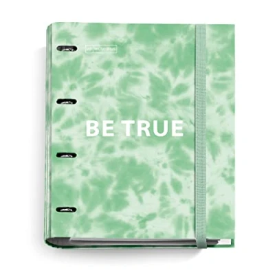 Imagen de Miquelrius Carpebloc Tie Dye, Carpeta Archivador con 4 Anillas + Recambio 100 Hojas A4 Cuadrícula 5 mm, Papel 90 g/m² , Cierre goma, color Menta