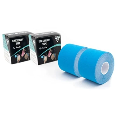 Imagen de Kinesio Tape (5cm x 5,0m), Cinta De Kinesiología Resistente a la Piel y al Agua, Fisiológica Elástica Fuertemente Adhesiva, Deportiva (Set 2 Azul)