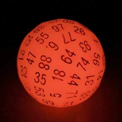 Imagen de Bescon Glowing Polyhedral 100 Sides Dice Cerise Red, Luminous D100 Dice, Sided Cube, Glow in Dark Game