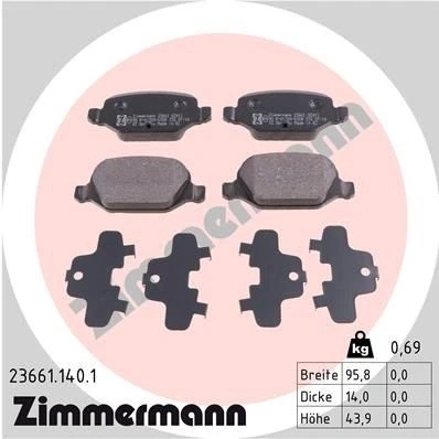 Imagen de ZIMMERMANN 23661.140.1 Juego de pastillas freno Foto correspondiente a la entrega FIAT: 500 Hatchback, Punto II C Cabrio