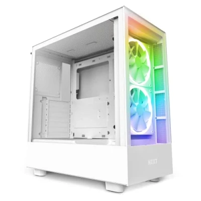 Imagen de NZXT H5 Elite Caja PC Gaming Mid Tower Premium ATX Doble Panel de Cristal Templado Frontal E/S Puerto USB Tipo C Iluminación RGB integrada Color Blanco CC H51EW 01
