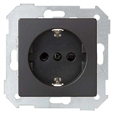 Imagen de Simon Conjunto semimontado de base enchufe Schuko y tapa, serie 82 Concept, 1 x 7 8 centímetros, color negro mate (referencia: 8200432 098)