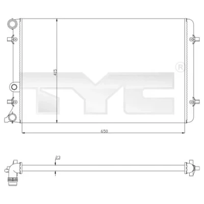 Imagen de TYC 702 0033 Radiador, refrigeración del motor 650 415 23 Aletas unidas mecánicamente SEAT: Leon I Hatchback, Toledo 2 Limousine