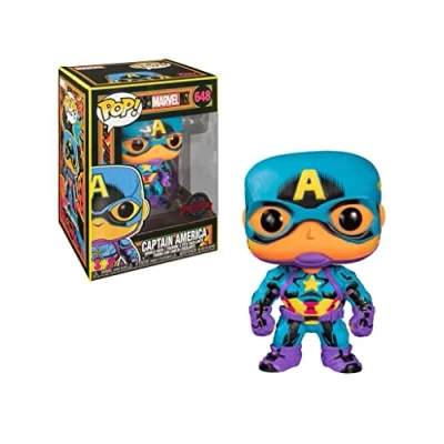 Imagen de Funko Pop! Marvel: Black Light Captain America Marvel Comics Cómics Figura de Vinilo Coleccionable Idea Regalo Mercancia Oficial Juguetes para Niños y Adultos