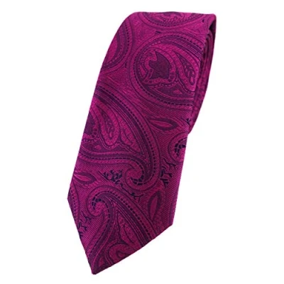 Imagen de TigerTie corbata de diseño estrecho paisley estampado lazo, Magenta Baya Púrpura Negro, Größe: ca. Länge 150 cm, Breite 6 cm