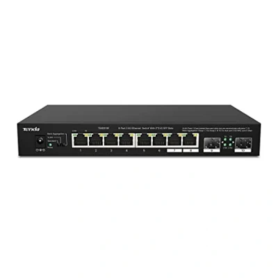 Imagen de Tenda TEM2010F Switch Multigigabit de 10 Puertos 2.5G, 2 SFP, VLAN, Agregación Estática, Compatible con Dispositivos Montaje en Escritorio/Pared, Plug y Play, Carcasa Metal, Negro