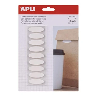 Imagen de APLI 17413 Puntos Adhesivos, tipo VELCRO®, Blanco, 35 x 12 mm