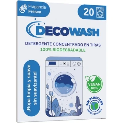 Imagen de Detergente en Tiras para Lavadora (Máximo 40 Lavados) Efecto Suavizante, Ecológico, Hipoalergénico, Vegano y Cruelty Free Ropa limpia suave sin ensuciar el Planeta (Fragancia Fresca)