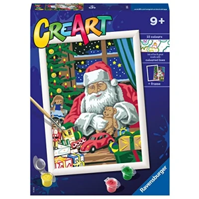 Imagen de Ravensburger CreArt Serie D: Papà Noel, Kit para Pintar por Números, Contiene una Tabla Preimpresa, un Pincel, Colores y Accesorios, Juego Creativo Niños Niñas 9+ Años