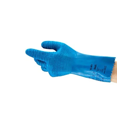 Imagen de Ansell AlphaTec 62 401 Latex Guante contra productos químicos, Azul, Tamaño 9 (6 Pares)