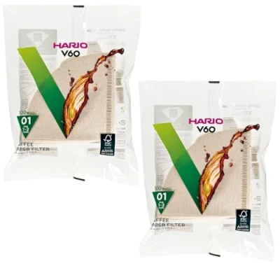 Imagen de Filtro de papel HARIO VCF 01 100W para grifo café V60, natural x 2Pack (total 200 piezas)