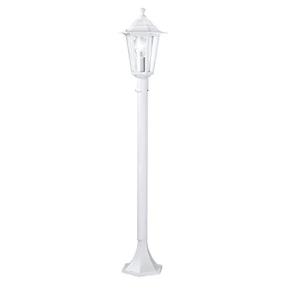 Imagen de Eglo Laterna 5 Lámpara de pie exterior 1 foco, luz fundición aluminio y cristal, color: blanco, casquillo: E27, IP44