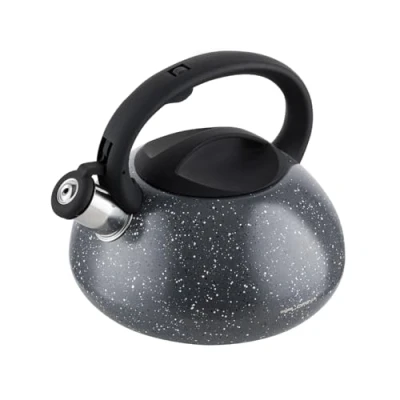 Imagen de Tetera FLORINA (2,5 l) Acero Inoxidable l LAVA Flauta Asa Silicona Silbato Automático Estufa Inducción, Gas y Eléctrica Color: Gris