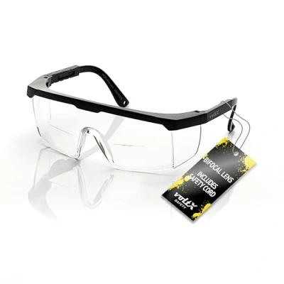 Imagen de voltX &#039;Classic&#039; Gafas de Seguridad Bifocales (Transparentes +1,50 dioptría), incluye cordón con tope regulable + Lente UV400 recubrimiento antivaho