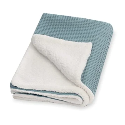 Imagen de Julius Zöllner Manta de Invierno Pique y Tejido Peluche Acogedor, tamaño 70 x 100 cm, Fabricada en Alemania, 100% algodón, Öko Tex ® Standard Greenery