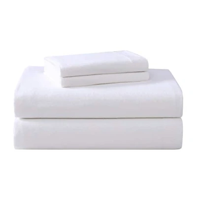 Imagen de Laura Ashley Home Sábanas Queen, Juego de Cama Franela algodón, Cepillado para Mayor suavidad y Comodidad (Blanco, Queen)