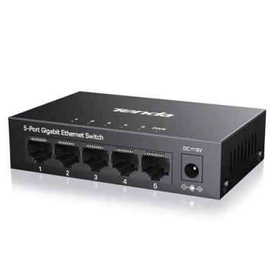 Imagen de Tenda TEG1005D Switch de Red 5 Puertos Gigabit 10/100/1000 Mbps (Carcasa metálica, MDI/MDIX automático, protección Rayos 6KV, Plug and Play, Modo Full duplex)