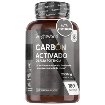 Imagen de Carbón Activado 2000mg 180 Cápsulas Para Gases e Hinchazón Adultos, Detox y Limpiar el Organismo Vegetal de Alta Potencia, Origen 100% Natural Vegano, Keto Sin Gluten