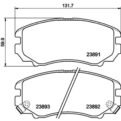 Imagen de HELLA 8DB 355 010 991 Juego de pastillas freno con avisador acústico desgaste HYUNDAI: Tucson, Coupe II, Sonata V, KIA: Sportage Optima / K5