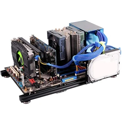 Imagen de 143 Caja para computadora, diseño de Marco Abierto, aleación Aluminio, ATX, Plataforma Prueba overclocking Bricolaje, Buena disipar el Calor, Liviana (Negro)