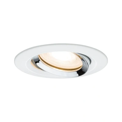 Imagen de Paulmann 93663 Luminaria empotrable LED Nova, foco redondo, foco, blanco/cromo, orientable, sin fuente de luz, máx. 35 W, bastidor GU10 o GU5,3, Blanco Mate/Cromo