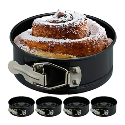 Imagen de Relaxdays Molde Bizcocho Pequeño, Set 5, 12 cm Ø, Redondo, Antiadherente, Resistente 250C, Minimolde Repostería, Negro