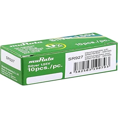 Imagen de Murata SR927 PBWW 395 Pilas de botón (óxido Plata, 52 mAh, 1,55 V, 10 Unidades)