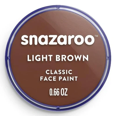 Imagen de Snazaroo Pintura facial y corporal, 18 ml, color marrón claro, profesional a base de agua, pastilla aquacolor individual para adultos, niños efectos especiales