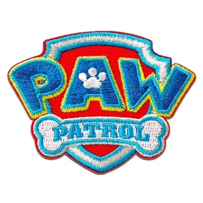 Imagen de Paw Patrol Patrulla Canina Logo Parches Termoadhesivos Bordados Aplique Para Ropa, Tamaño: 4,7 x 6,4 cm