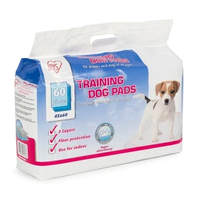 Imagen de Iris Ohyama, Almohadillas para Cachorros/Almohadillas adiestramiento de Cachorros, Juego 60, Perfectamente Absorbente, sin Fugas ni olores, desechable Pet Pad NS 60W Azul
