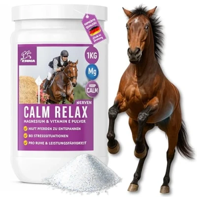 Imagen de Magnesio Caballo 1Kg Calm Relax Polvo con Vitamina E I contra la Ansiedad y el Estrés Nervios Calmantes Nerviosismo Reducción del para Transporte de Caballos Nerviosos
