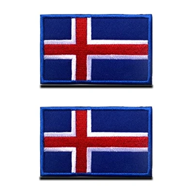 Imagen de 2 Pcs Bandera de Islandia Islandeses Emblema la Alianza Parche Gancho y Lazo Bordado para el Equipo Ropa Abrigo Mochila Gorras Viajes Hombro Táctico Militar