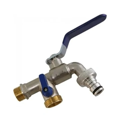 Imagen de Suinga GRIFO DOBLE JARDIN 1/2&quot; x 3/4&quot; METAL, para jardineria y residencial, gris