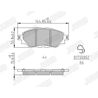Imagen de JURID 573788J Juego de pastillas freno no preparado para indicador desgaste TOYOTA: Hilux VIII Pick up