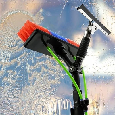 Imagen de Pértiga Telescópica Limpieza Cristales Longitud Extensible 2.15 7.35m Kit Herramienta Ventanas Coches Manguera Limpiacristales Profesional Comercial Riego Alta Presión con Accesorios GRATIS