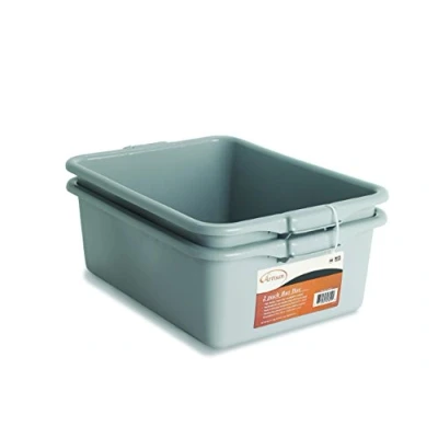 Imagen de NUCU Artisan Caja de autobús y contenedor almacenamiento con asas, paquete 2, gris, 15.5 x 21 7 pulgadas