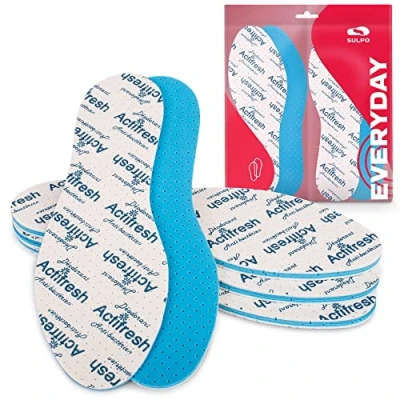 Imagen de SULPO 4 pares de plantillas antisudor Actifresh, antibacterianas para pies frescos, zapatos trabajo, anti sudor, suelas, desinfección