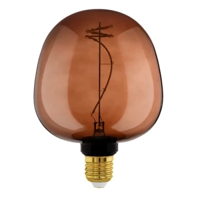 Imagen de Eglo XXL Bombilla LED E27 regulable, diseño en espiral, retro, tamaño grande, color marrón coñac, 4 W, 40 lúmenes, blanco cálido, 2000 K, 18 cm de largo