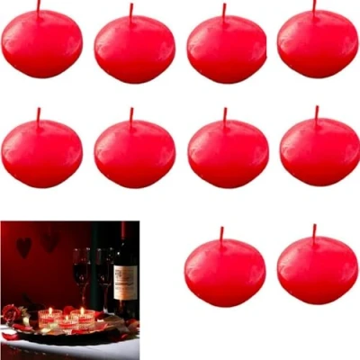 Imagen de Floating candles,10 piezas Velas Flotantes sin Perfume,Velas Flotantes,Velas Decorativas de Candelitas Cálidas Flotantes,para centros mesa,para piscina,boda,fiesta,Rojo