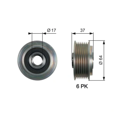 Imagen de GATES OAP7160 Rueda Libre Alternador 37 FleetRunner Micro V Stretch Fit MAZDA: 3 Berlina, Hatchback
