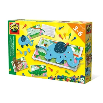 Imagen de SES Creative 14890 mosaic peg board animal puzzles 100 coloured pins, Age 3+