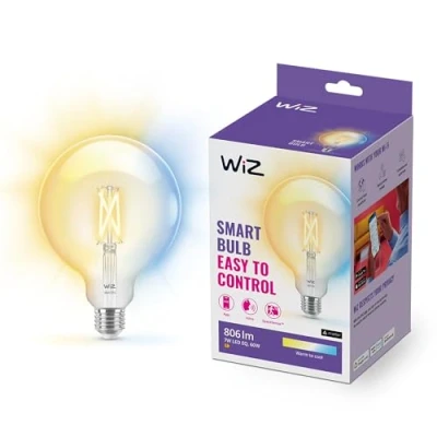 Imagen de WiZ Bombilla LED Inteligente Wi Fi, tipo globo G125 6,7w (Eq. 60W) E27, Luz Blanca Cálida a Fria Regulable, con tecnología SpaceSense y compatible Alexa Google Home