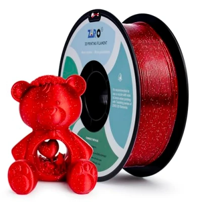 Imagen de ZIRO PLA Brillantina filamentos 1.75mm,Filamentos impresora 3D 1.75mm centelleo Serie 1kg(2,2 libras), la precisión dimensional +/ 0,05mm,Rojo