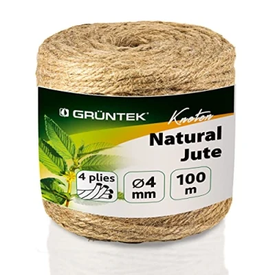 Imagen de GRÜNTEK Cordel de Yute Cuerda Sisal Rascador para Gatos 4mm x 1 Rollo 100 M Manualidades Hilo macramé jardinería decoración Tarjetas Regalo